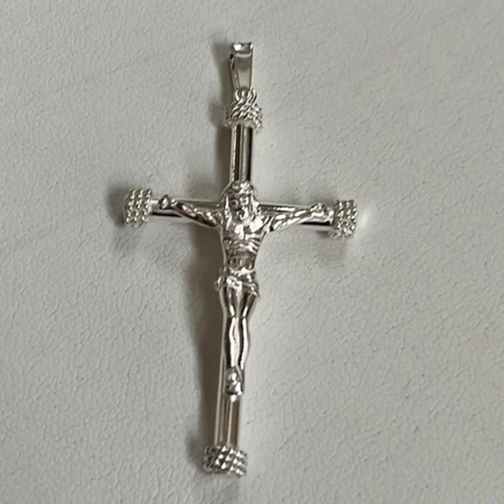New 925 Sterling Silver Cross Pendant Jesus pendant Religious pendant